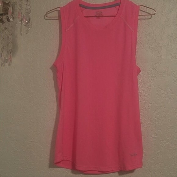 Champion Tops - Champion Hot Pink Neon Fitted Muscle Tee Rounded Hem Polyester Top SZ M
